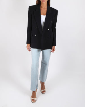 Saint Laurent Navy Striped Double-Breasted Blazer Size FR 34 (UK 6)