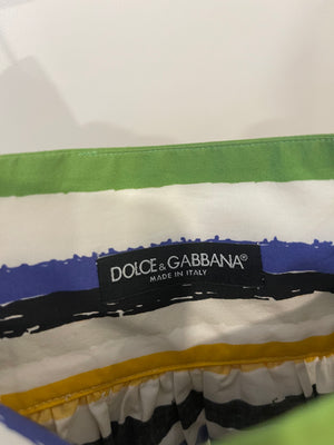Dolce & Gabbana Multicolour Cotton Striped Midi Skirt Size IT 44 (UK 12)