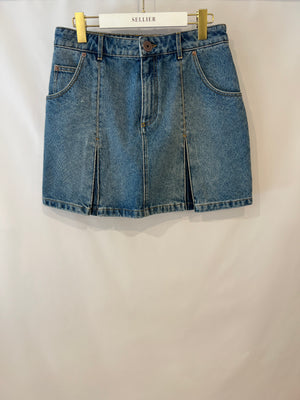 Balmain Blue Pleated Mini Denim Skirt Size FR 42 (UK 14) RRP £800