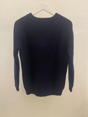 Christian Dior Kids Navy Wool Knit Jumper with CD Embroidered Logo Size 10 years RRP £690