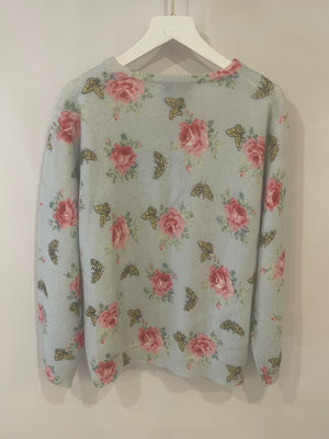 Prada Baby Blue Floral Wool Knit Cardigan IT 42 (UK 10) RRP £815