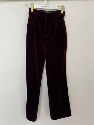 Saint Laurent Burgundy Velvet Blazer and Tailored Trouser Set Size FR 34 (UK 6)