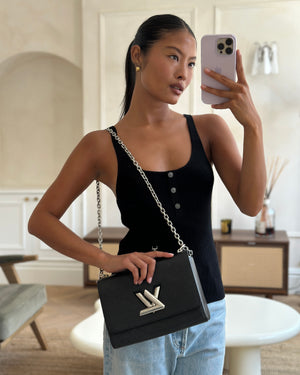Louis Vuitton Black Twist MM Bag in Epi Leather with Silver Hardware RRP £3,450