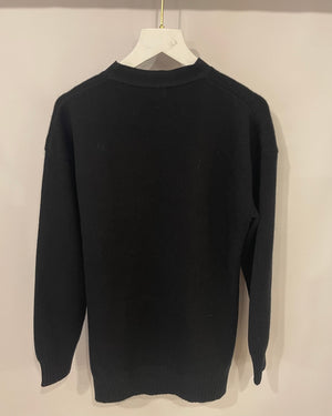 Fendi Black Cashmere Long-Sleeve Jumper with Red Detail Size IT 38 (UK 6)