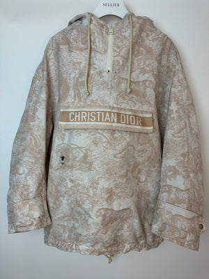 Christian Dior Beige and White Toile de Jouy Logo Windbreaker Size L (UK 12)