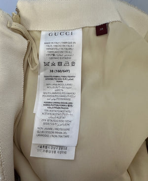 Gucci Current Season Cream Wool Boucle-Tweed Mini Skirt and Blazer Jacket Set With Silver Logo Detail Size IT 38 (UK 6) RRP 3120£