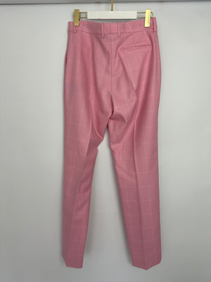 Calvin Klein Candy Pink Check Suit Jacket and Straight Let Trousers Set Size FR 38 (UK 10)
