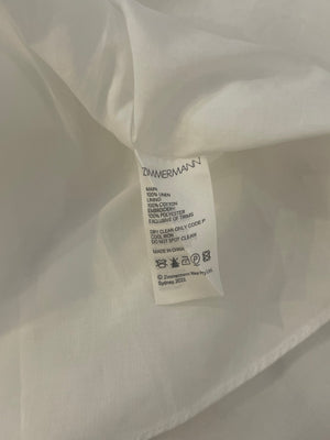 Zimmermann White Devi Linen Midi Dress with Cutout Detail and Beige Trim Detail Size US 0 (UK 8)