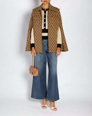Gucci Brown GG Monogram Cape with Anchor Button Detail Size L (UK 14)