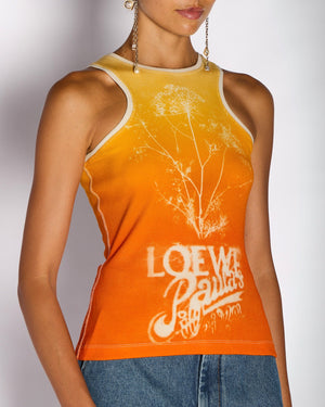 Loewe X Paula's Ibiza Orange Ombre Ribbed Vest Top with Anagram Logo Detail Size S (UK 8)