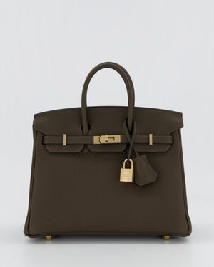 *HOT* Hermès Birkin 25 Retourne Bag in Vert Loden Togo Leather with Permabrass Hardware