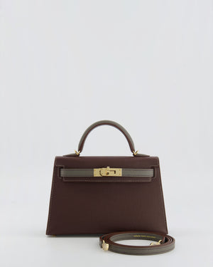*SUPER RARE* Hermès HSS Mini Kelly II 20 Bag in Rouge Sellier and Gris Meyer Epsom Leather with Contrast Stitching and Permabrass Hardware