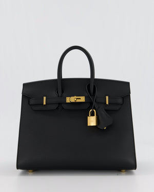 Hermès Birkin 25 Sellier Bag in Noir Epsom Leather with Gold Hardware