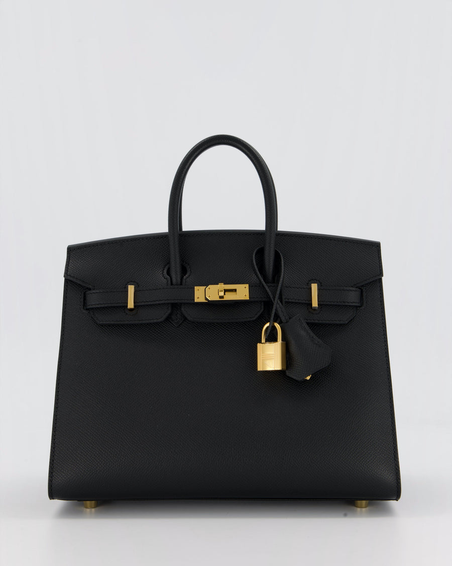 Hermès Birkin 25 Sellier Bag in Noir Epsom Leather with Gold Hardware