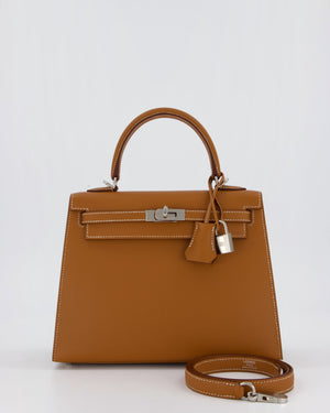 Hermès Kelly 25 Sellier Bag in Gold Epsom Leather with Palladium Hardware