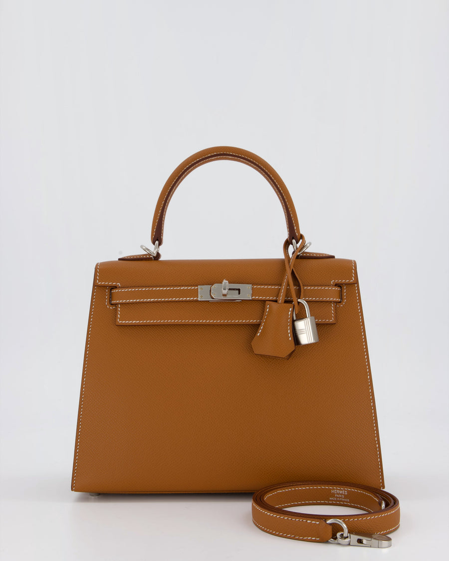 Hermès Kelly 25 Sellier Bag in Gold Epsom Leather with Palladium Hardware