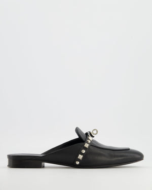Hermès Black Leather Oz Mules with Silver Stud Details Size EU 39 RRP £1,600