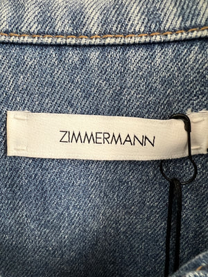Zimmermann Blue Denim Long Sleeve Shirt with Belt Tie Size 1 (UK 10)