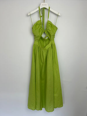 Marysia Green Sleeveless Midi Dress with Cutout Cotton Size (UK 8) RRP £375