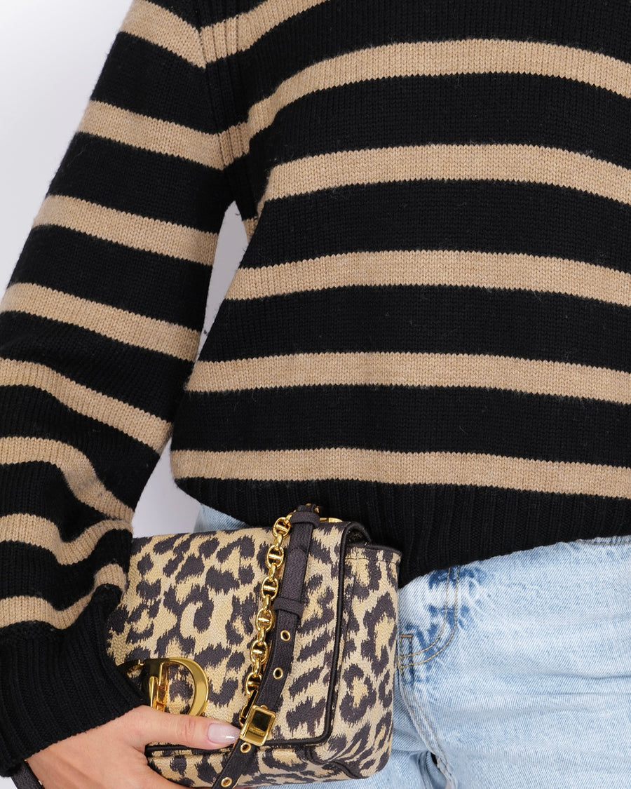 La Ligne Black and Beige Striped Wool Jumper Size M (UK 10) RRP £295