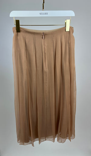 Gucci Beige Silk Pleated Midi Skirt Size IT 40 (UK 8)