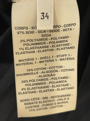 Hermès Black Ruffle Long Sleeve Top with Collar Detail Size FR 34 (UK 6)