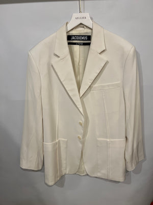 Jacquemus Ivory Le Papier La Veste d'Homme Blazer Jacket Size FR 36 (UK 8) RRP £700
