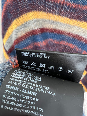 Prada Grey Striped Mohair Jumper Cable Knit Jumper IT 52 (UK XL)