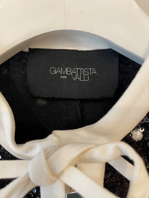 Giambattista Valli Black and White Sequin Polka Dot Cardigan and Mini Skirt Set Size IT 38/40 (UK 6/8) RRP £4,100