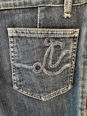 Louis Vuitton Skinny Jeans with Gold Zip Details and Logo Embroidery Size FR 34 (UK 6)