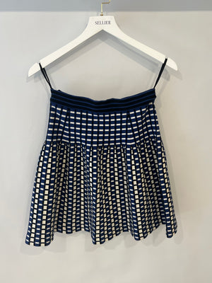 Prada Navy, White, and Black Square Pattern Mini Skirt Size IT 40 (UK 8)