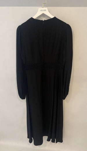 Zimmermann Black Long-Sleeved Maxi Dress with Front Cut-Out and Net Waistband Detail Size 2 (UK 12)