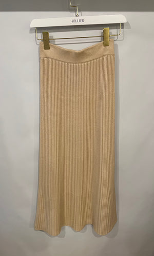 Loro Piana Beige Silk Knitted Maxi Skirt Size S (UK 8)