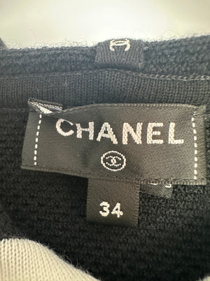 *HOT* Chanel 24C Navy Knitted Short Hooded Dress with Silver & Black CC Buttons Detail Size FR 34 (UK 8)