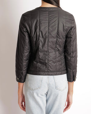 Chanel Black Windbreaker Jacket with Silver Zipper and Black and Silver CC Logo Buttons Size FR 36 (UK 8)