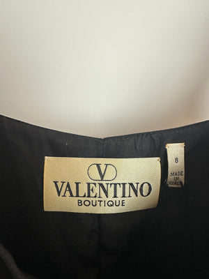 Valentino Boutique Black Sleeveless Midi Dress with Beaded Strap Details and Ruffles Size IT 40 (UK 8)