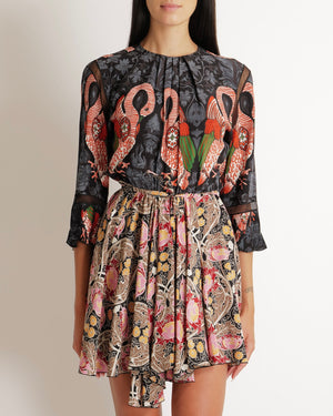 Louis Vuitton Multicolour Printed Mini Dress with Mesh Details and Belt Size FR 34 (UK 6)