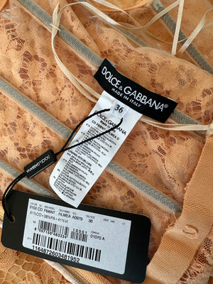 Dolce & Gabbana Peach Lace Corset Midi Dress Size IT 36 (UK 4)
