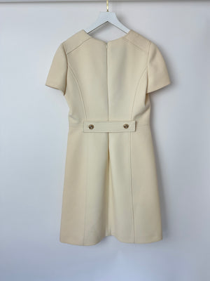 Prada Cream Short Sleeve Midi Dress with Pocket Detail Size IT 44 (UK 12)