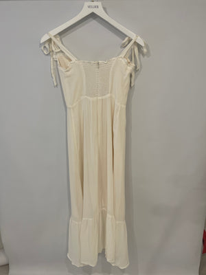 Reformation White Midi Dress with Tie Straps Size US 2 (UK 6)