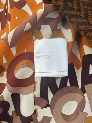 Chanel Brown Wool Jacket with Interior Silk Logo Prints Size FR 34 (UK 6)