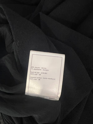 *RUNWAY* Chanel Métiers d'Art 2023 Black Front-Cropped Midi Skirt with Back Gold CC Logo Button Detail Size FR 34 (UK 6)