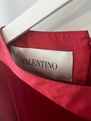 Valentino Red Velvet and Satin One Shoulder Mini Dress Size IT 42 (UK 10)