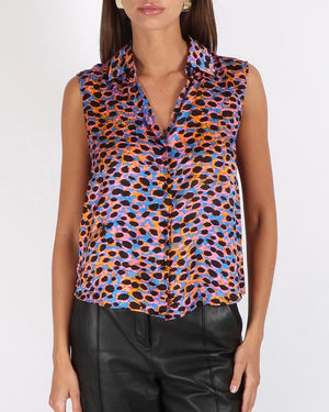 Christian Dior Multi-Colour Silk Leopard Print Sleeveless Blouse Size FR 36 (UK 8)