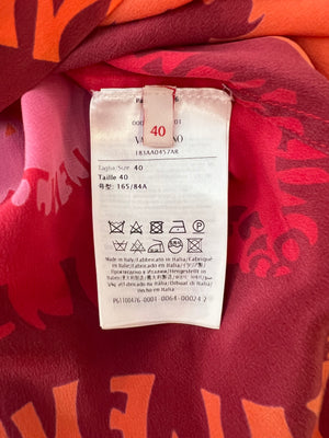 Valentino 2022 Escape Multi-Colour Silk Shirt Dress with Logo Print and Waist Tie Detail Size IT 40 (UK 8)