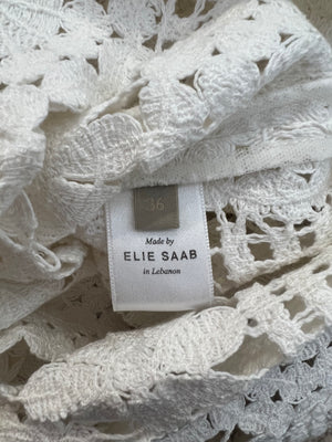 Elie Saab White Crochet Cardigan and Top Set Size FR 36 (UK 8)