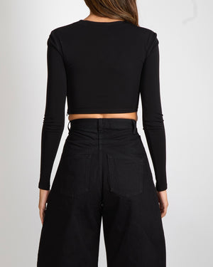 Cult Gaia Laia Top in Black with Gold Sculptural Hardware Detail Size XXS (UK 4) RRP £485