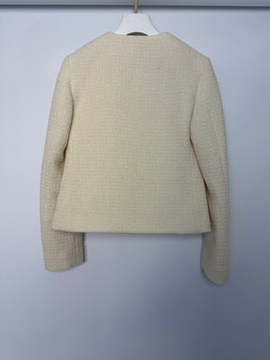 Gucci Current Season Cream Wool Boucle-Tweed Mini Skirt and Blazer Jacket Set With Silver Logo Detail Size IT 38 (UK 6) RRP 3120£