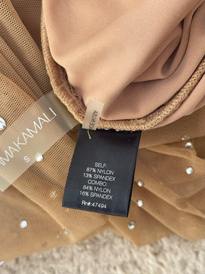 Norma Kamali Beige Top and Skirt Set with Crystal Embellishments Size S (UK 8)