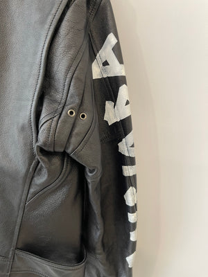 Balenciaga Black Leather Biker Jacket with Logo and Buckle Details Size IT 46 (UK 14) RRP £5,000